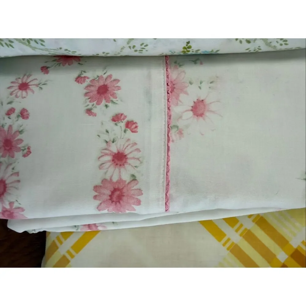 Vintage 5 Flat Sheets Cannon Monticello JCPenney Twin Full Queen Floral Plaid Pa